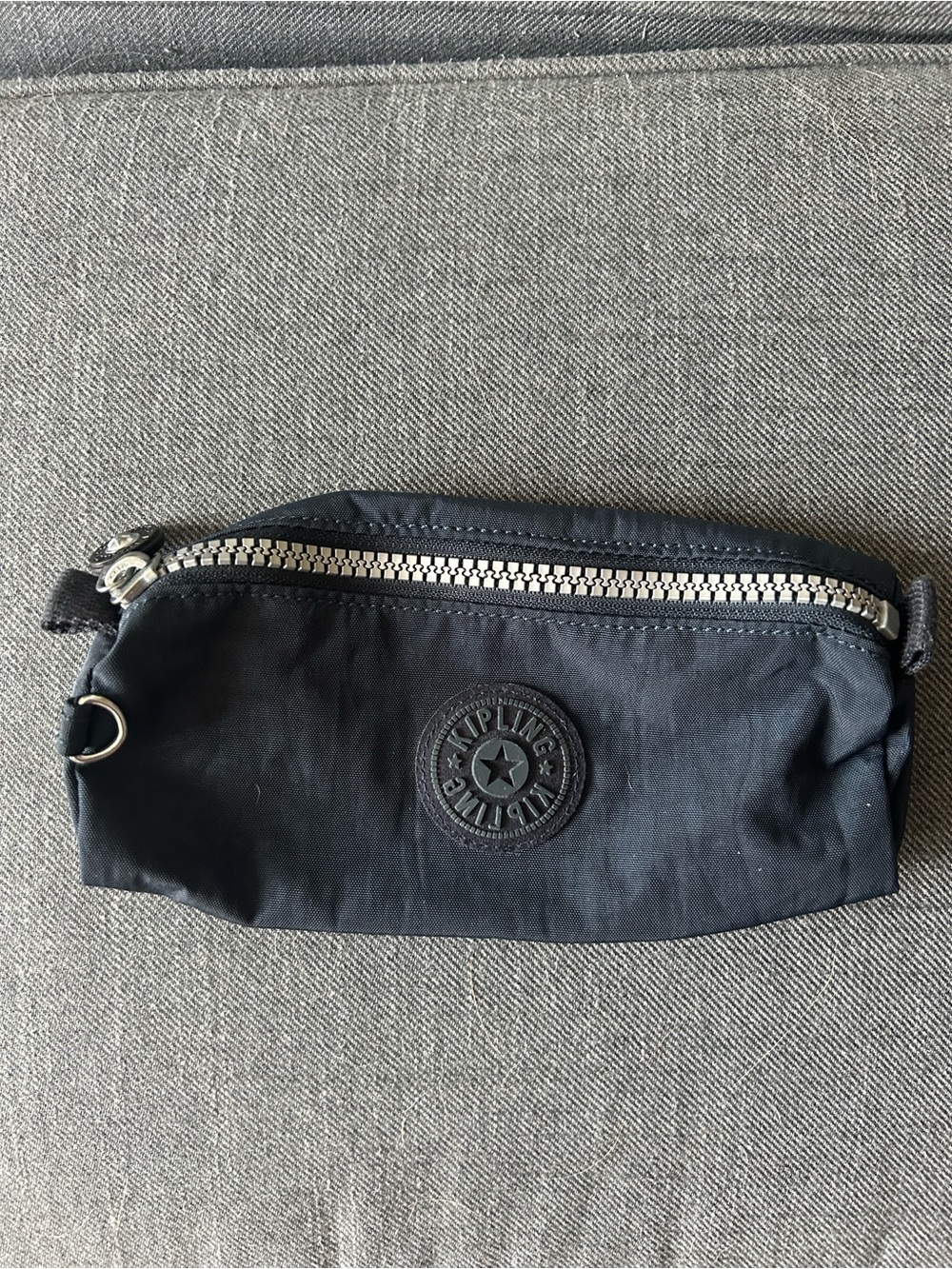 Kipling Black Nylon Cosmetic or Pencil Pouch with Silver Zipper